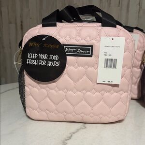 Betsey Johnson Pink Quilted Heart Lunch Tote